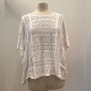 525 America Womens White Textured Lightweight Knit /  Loose Fit / Size XS/S